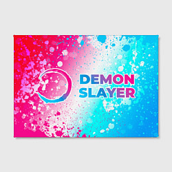 Холст прямоугольный Demon Slayer neon gradient style: надпись и символ, цвет: 3D-принт — фото 2