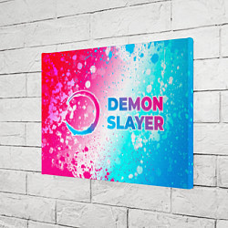 Холст прямоугольный Demon Slayer neon gradient style: надпись и символ, цвет: 3D-принт — фото 2