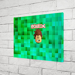 Холст прямоугольный Roblox head на пиксельном фоне, цвет: 3D-принт — фото 2