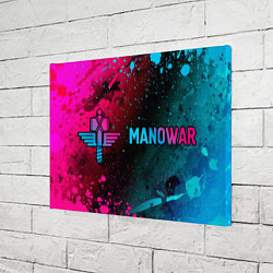 Холст прямоугольный Manowar - neon gradient: надпись и символ, цвет: 3D-принт — фото 2