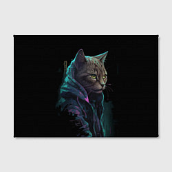 Холст прямоугольный Кот киберпанк, цвет: 3D-принт — фото 2