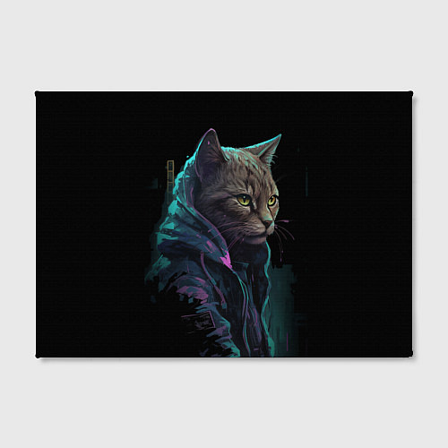 Картина прямоугольная Кот киберпанк / 3D-принт – фото 2