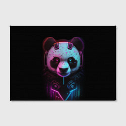 Холст прямоугольный Панда в стиле киберпанк, цвет: 3D-принт — фото 2