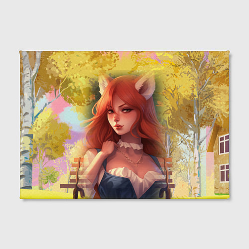 Картина прямоугольная Девушка лисица в осеннем лесу / 3D-принт – фото 2