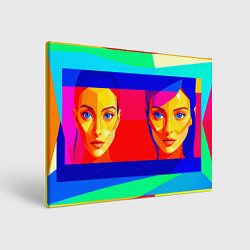 Картина прямоугольная Две голубоглазые девушки в прямоугольной рамке