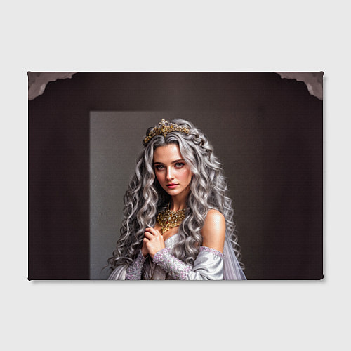 Картина прямоугольная Девушка с пепельно-серыми вьющимися волосами / 3D-принт – фото 2