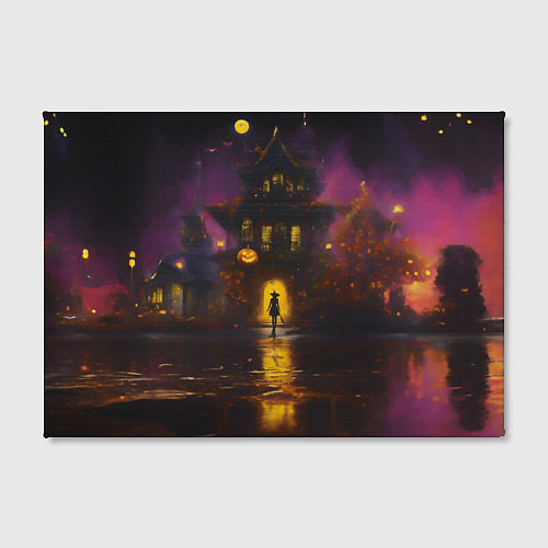 Картина прямоугольная Жуткий дом и ведьма с метлой / 3D-принт – фото 2