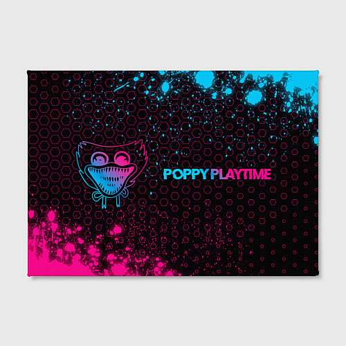 Картина прямоугольная Poppy Playtime - neon gradient: надпись и символ / 3D-принт – фото 2