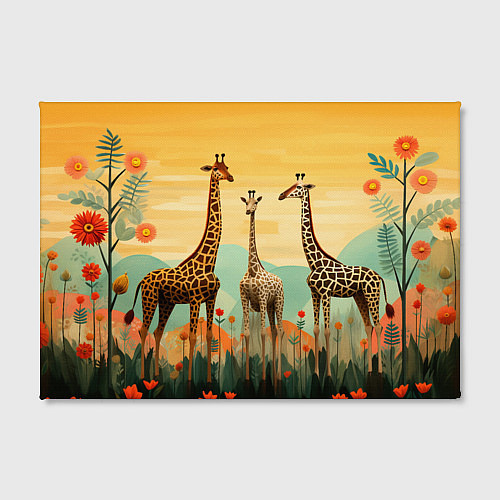Картина прямоугольная Три жирафа в стиле фолк-арт / 3D-принт – фото 2