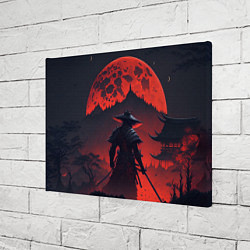 Холст прямоугольный Samurai and red moon - нейросеть, цвет: 3D-принт — фото 2