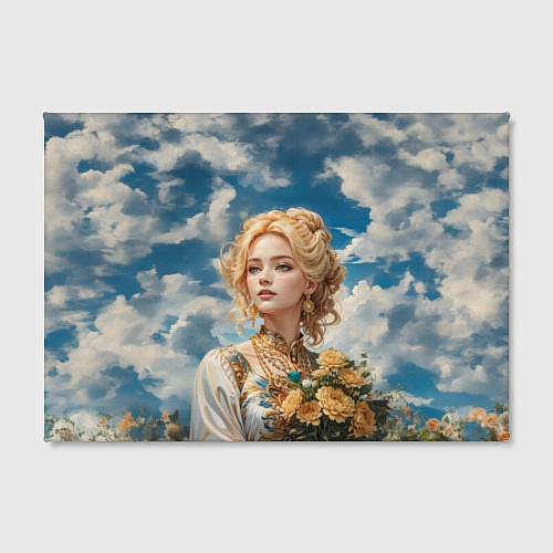 Картина прямоугольная Девушка славянка с букетом цветов / 3D-принт – фото 2