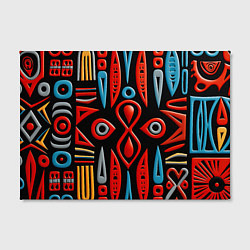 Холст прямоугольный Красно-синий узор в африканском стиле, цвет: 3D-принт — фото 2