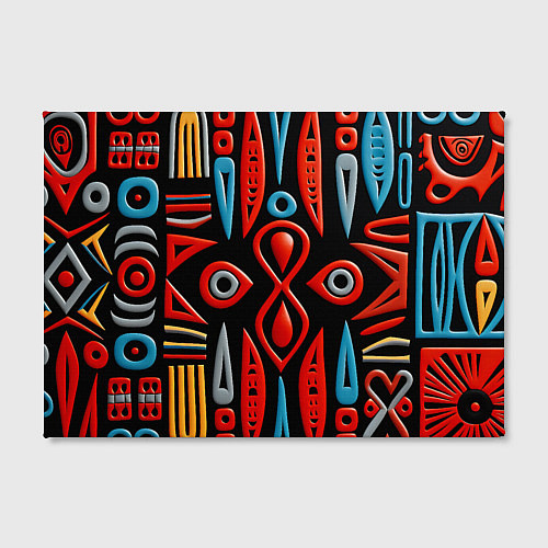 Картина прямоугольная Красно-синий узор в африканском стиле / 3D-принт – фото 2
