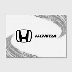 Холст прямоугольный Honda speed на светлом фоне со следами шин по-гори, цвет: 3D-принт — фото 2