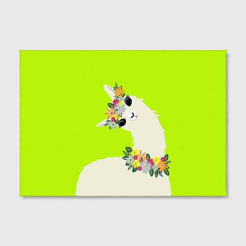 Картина прямоугольная Летняя лама - альпака в венке / 3D-принт – фото 2