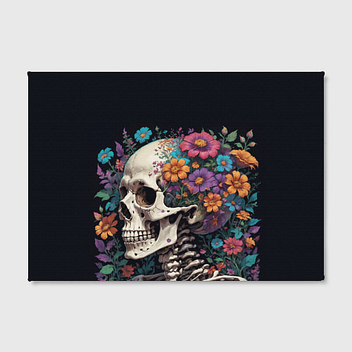 Картина прямоугольная Скелет среди цветов / 3D-принт – фото 2