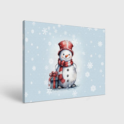 Холст прямоугольный New Years cute snowman, цвет: 3D-принт