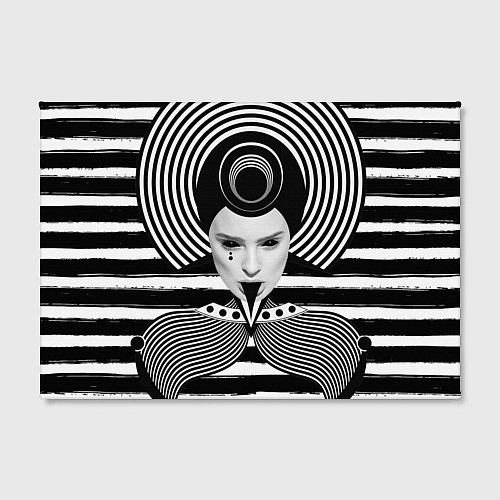 Картина прямоугольная Черно белый портрет девушки на полосатом / 3D-принт – фото 2