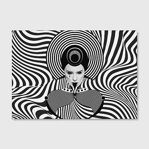 Картина прямоугольная Чёрно белый портрет девушки оптическая иллюзия / 3D-принт – фото 2