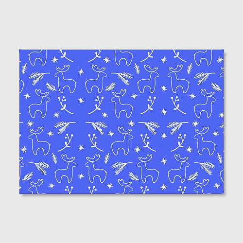 Картина прямоугольная Синий рождественский принт с оленями / 3D-принт – фото 2