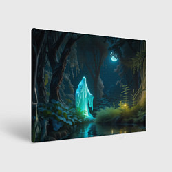 Холст прямоугольный Светящийся зеленым призрак в лесу, цвет: 3D-принт