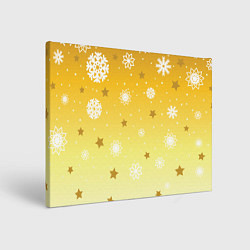 Холст прямоугольный Снежинки и звезды на желтом, цвет: 3D-принт