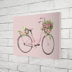 Холст прямоугольный Розовый велосипед с цветами, цвет: 3D-принт — фото 2