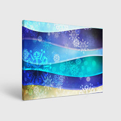 Картина прямоугольная Абстрактный синий волнистый фон со снежинками