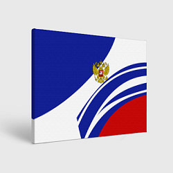 Холст прямоугольный Герб России на абстрактных полосах, цвет: 3D-принт