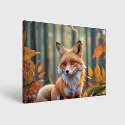 Картина прямоугольная Портрет лисы в осеннем лесу