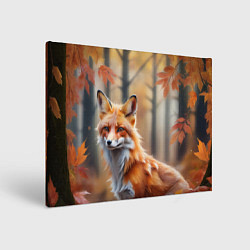 Холст прямоугольный Рыжая лисица в осеннем лесу, цвет: 3D-принт