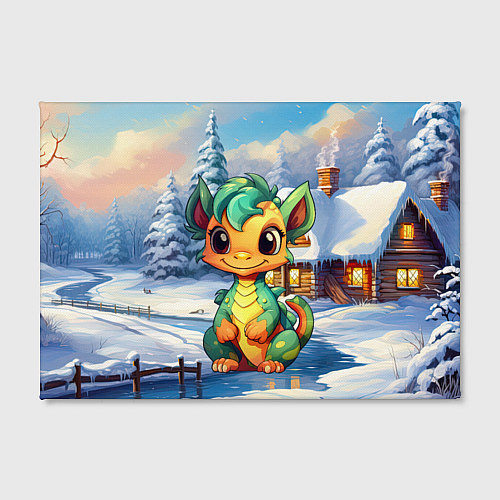 Картина прямоугольная Крошечный дракон зимы 2024 / 3D-принт – фото 2