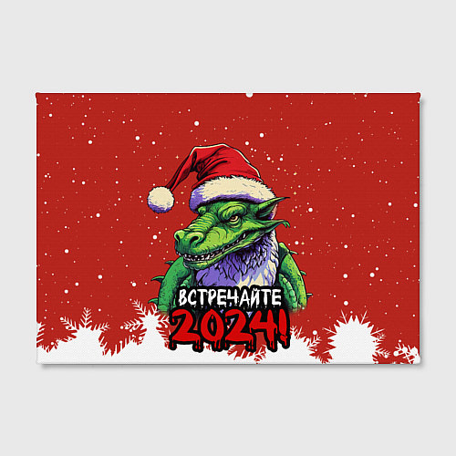 Картина прямоугольная Встречайте 2024 год зеленого дракона / 3D-принт – фото 2