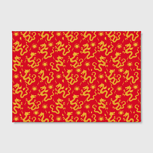 Картина прямоугольная Золотые драконы на красном фоне / 3D-принт – фото 2
