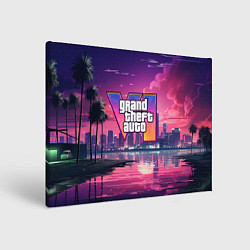 Холст прямоугольный GTA 6 nigh city, цвет: 3D-принт