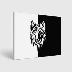 Холст прямоугольный Волк чёрно-белый, цвет: 3D-принт