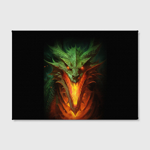 Картина прямоугольная Зеленый огнедышащий дракон / 3D-принт – фото 2