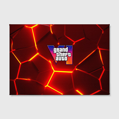 Картина прямоугольная GTA 6 лого на фоне разлома красных плит / 3D-принт – фото 2