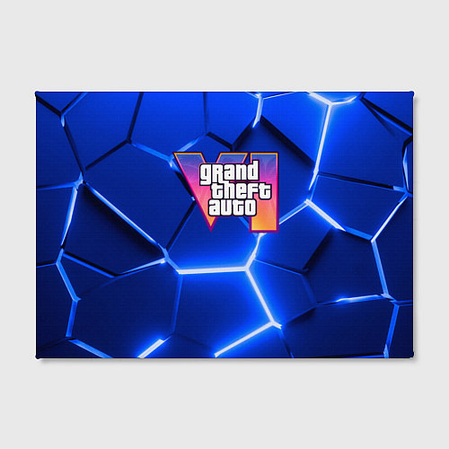 Картина прямоугольная GTA 6 лого на фоне разлома синих плит / 3D-принт – фото 2