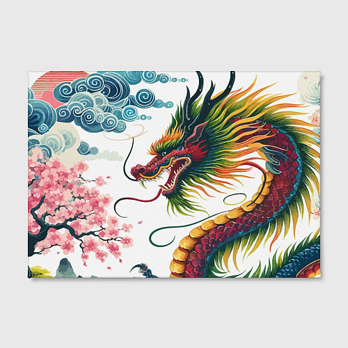 Картина прямоугольная Japanese dragon - engraving art / 3D-принт – фото 2