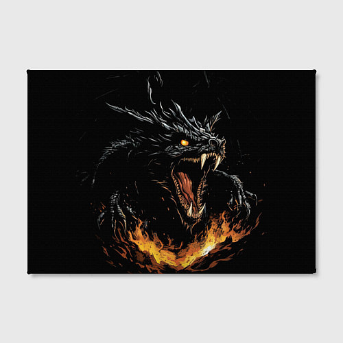 Картина прямоугольная Черный дракон в огне / 3D-принт – фото 2