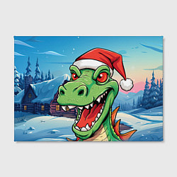 Холст прямоугольный Дракон в новогодней шапке, цвет: 3D-принт — фото 2