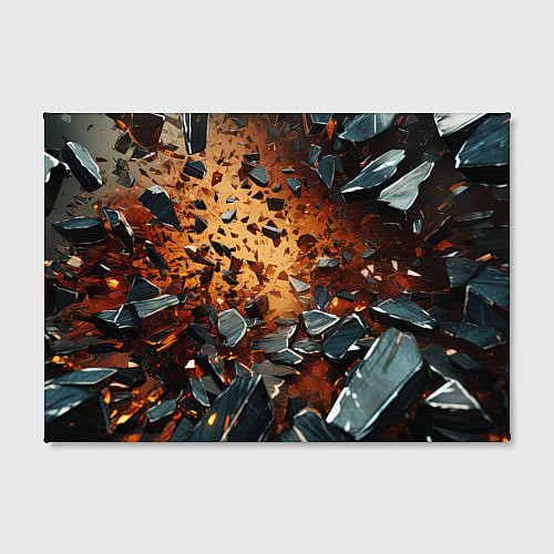 Картина прямоугольная Летящие камни и взрыв / 3D-принт – фото 2