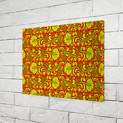 Холст прямоугольный Хохломская роспись золотистые цветы и ягоды на кра, цвет: 3D-принт — фото 2