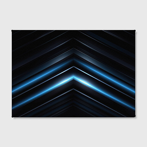 Картина прямоугольная Синий неоновый яркий свет на черном абстрактном фо / 3D-принт – фото 2