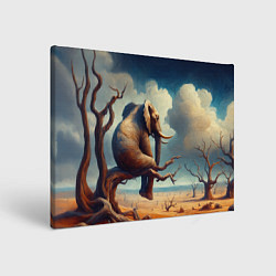 Картина прямоугольная Слон сидит на ветке дерева в пустыне