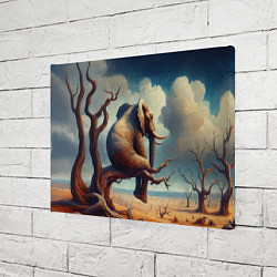 Холст прямоугольный Слон сидит на ветке дерева в пустыне, цвет: 3D-принт — фото 2