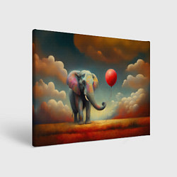 Картина прямоугольная Грустный слон и красный шарик