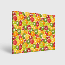 Холст прямоугольный Фон с экзотическими фруктами, цвет: 3D-принт