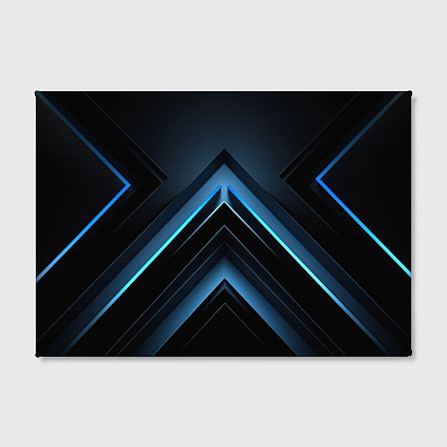 Картина прямоугольная Черная абстракция с синим неоновым ярким свечением / 3D-принт – фото 2